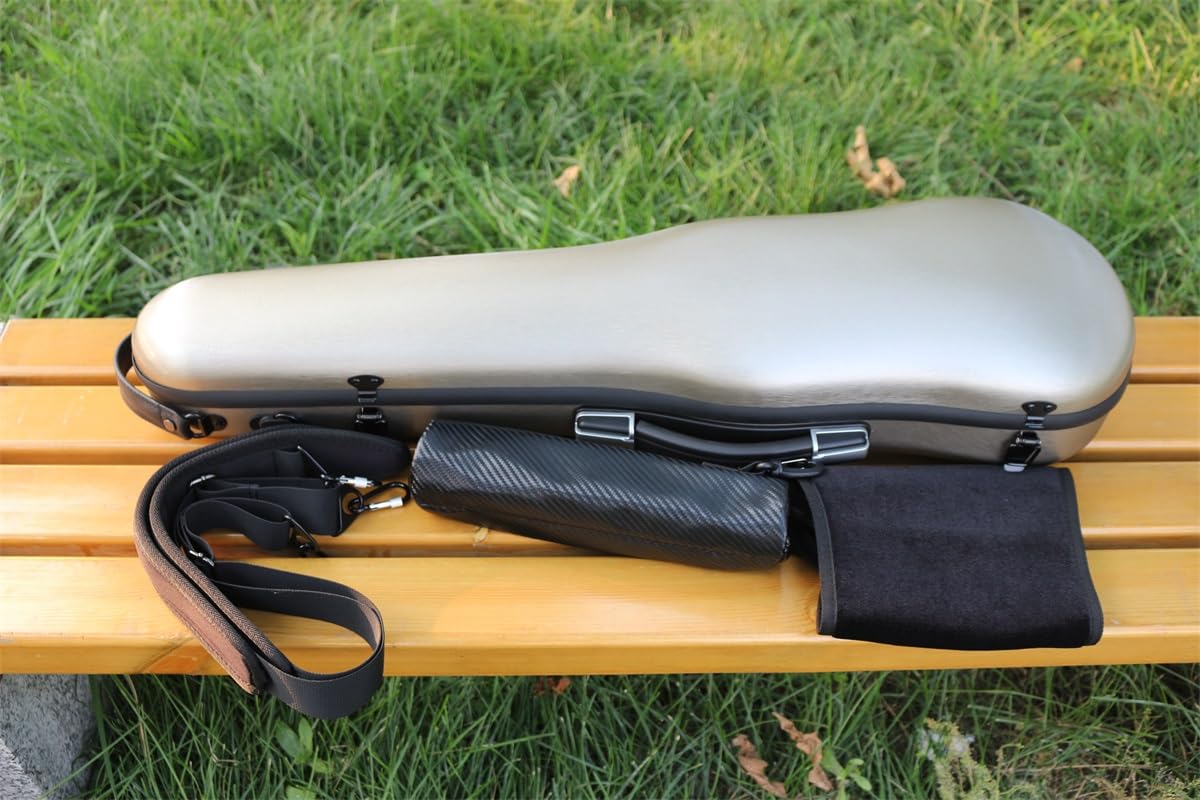 Premium 4/4 Full Size Carbon Fiber Violin Case - Lightweight Hard Shell Flight Case with Hygrometer, Anti-Scratch Protection & Backpack Straps (Silver) | Perfect for Travel, Performances & Professional Musicians