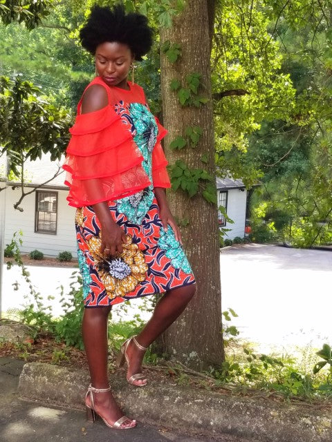 Stylish African Print Cold Shoulder Dress DPX314 - Perfect for Summer Parties, Weddings & Casual Outings | Dupsie's Exclusive Fashion