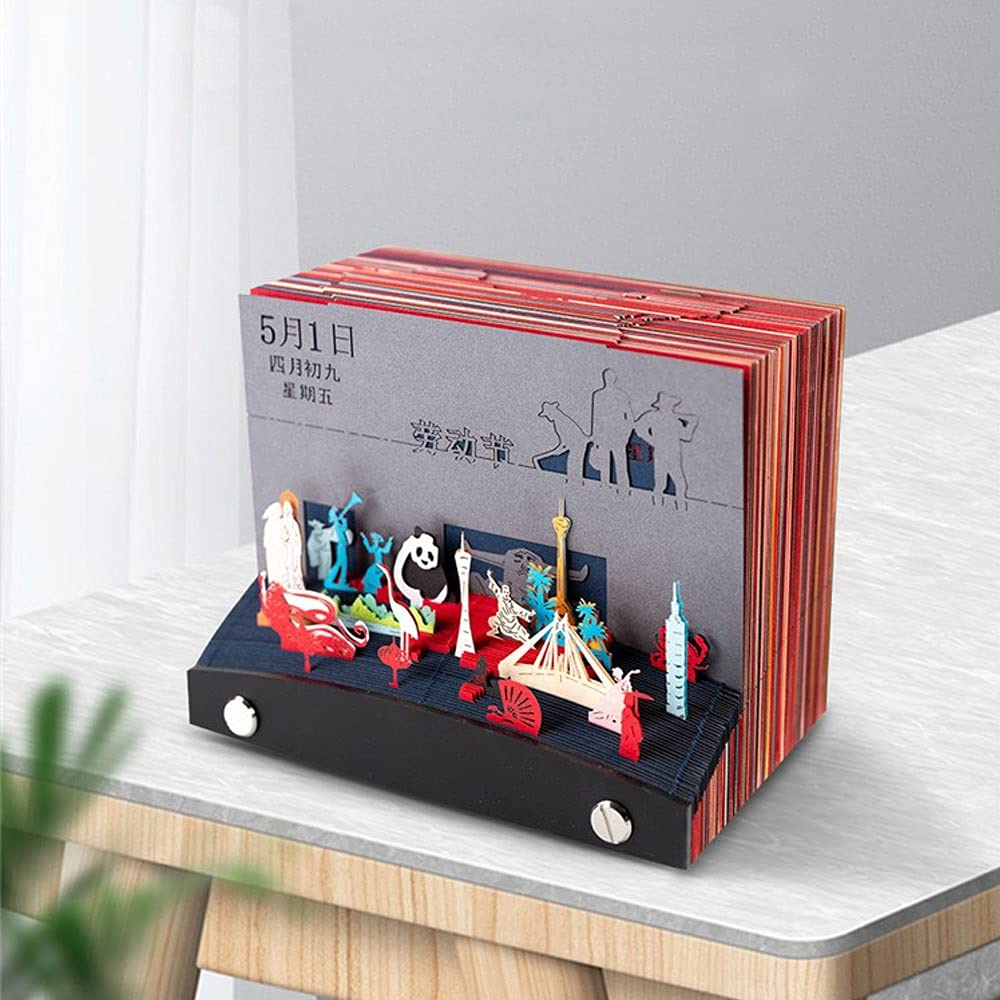 2022 Chinese Style 3D Paper Carved Monthly Calendar - Large Desk Planner with Ornate Craftsmanship for Home & Office Organization | Perfect Gift for Holidays, Birthdays & Corporate Events