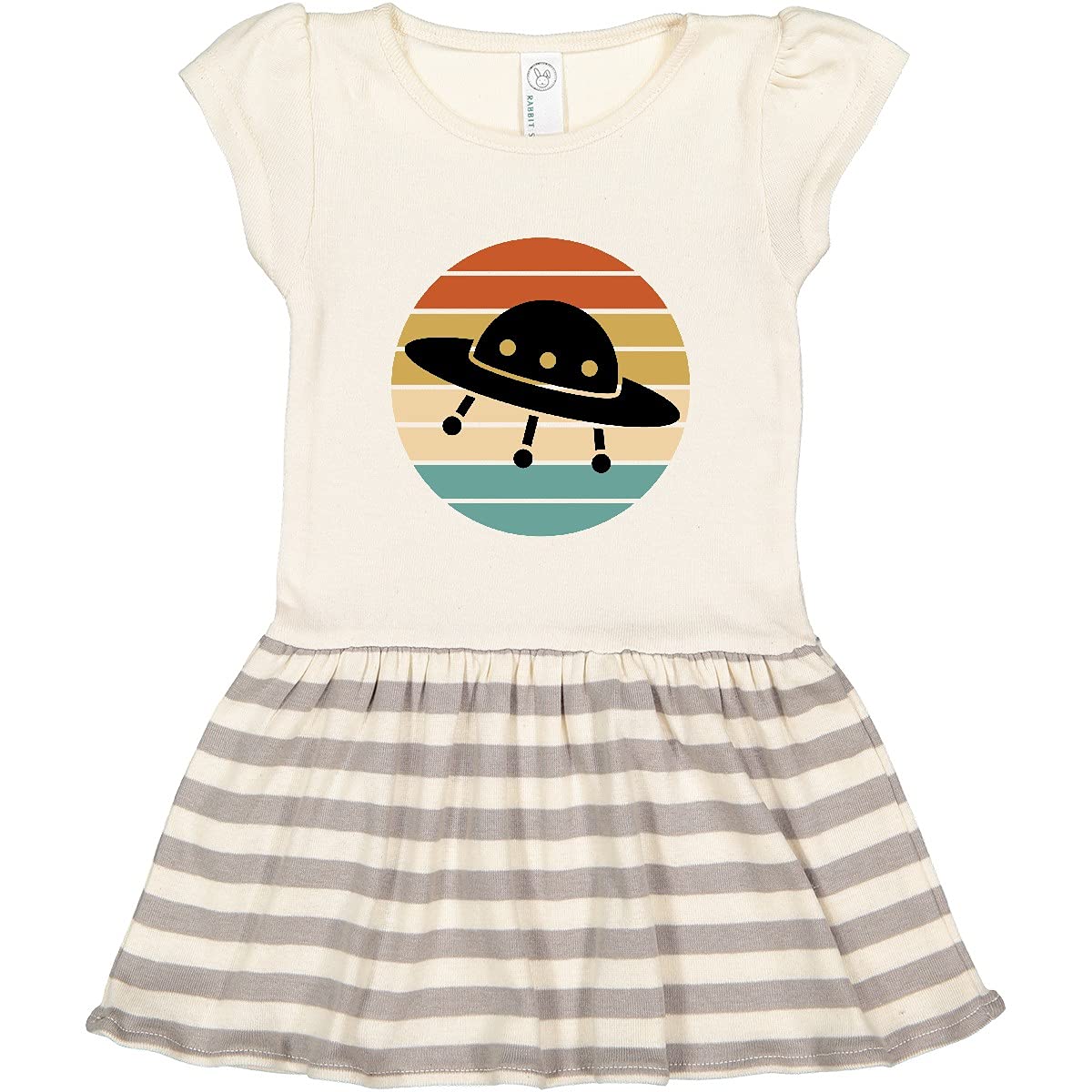 Inktastic Space Travel Saucer Retro Sunset Toddler Dress - Cute UFO Print Girls' Outfit for Birthday, Photo Shoots & Casual Wear