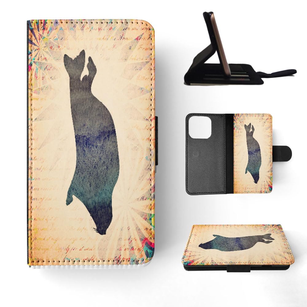 Premium Seal Watercolor Art Flip Wallet Phone Case for Apple iPhone 15 Pro - Stylish Protective Cover with Card Slots for Everyday Use