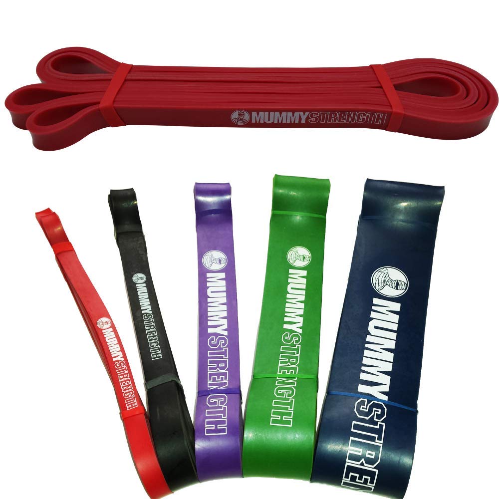 MummyStrength Resistance Bands for Men & Women - Premium Pull Up Assist Bands for Powerlifting, Strength Training & Home Workouts. Compatible with All Pull Up Bars & Gym Stations. Includes Workout Guide - Perfect for Home Gyms, CrossFit & Physical Therapy