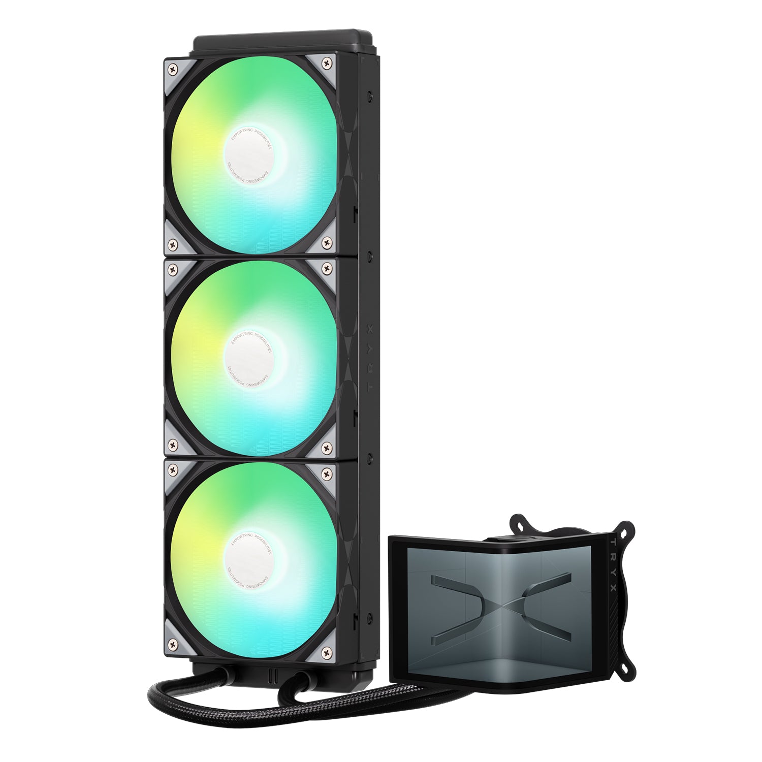 TRYX PANORAMA SE 360mm AIO Liquid CPU Cooler with ARGB Lighting - Black/White | High-Performance Cooling for Gaming PCs & Workstations | Perfect for Overclocking & Silent Operation