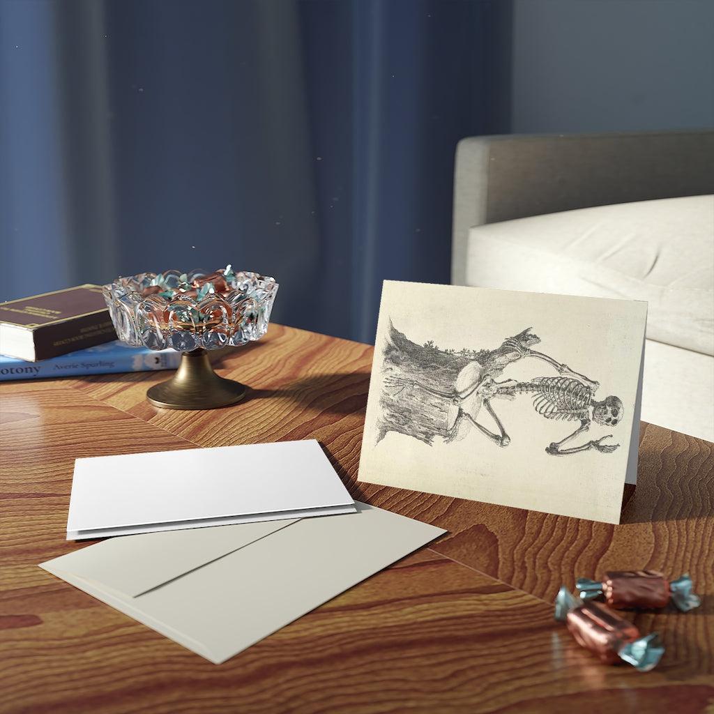 Thoughtful Skeleton Greeting Card Pack - 10 Unique Halloween Cards with Envelopes - Perfect for Spooky Parties, Trick-or-Treat Favors & Gothic Home Decor