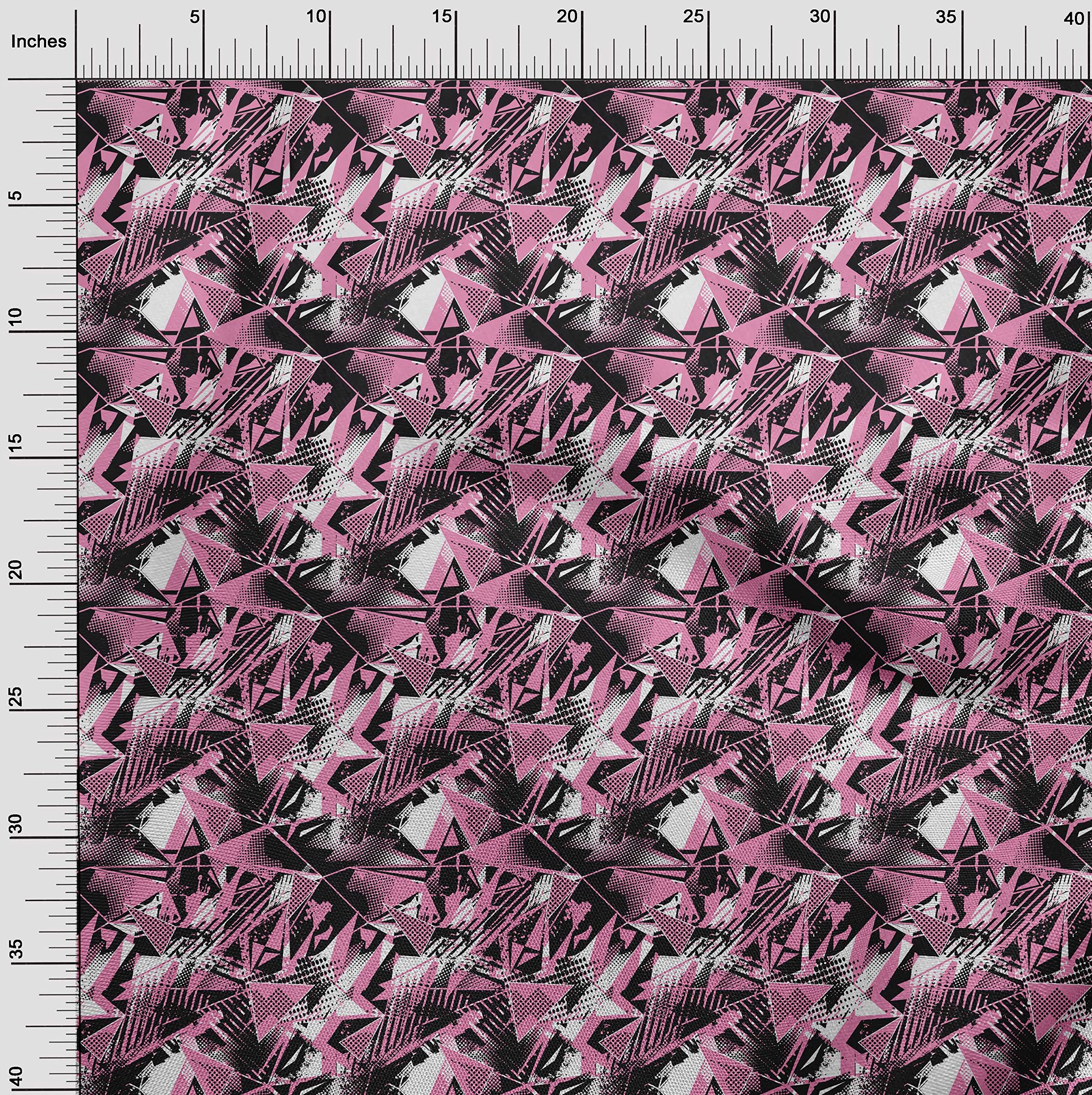 oneOone Polyester Spandex Black Abstract Printed Fabric - 56 Inch Wide for Sewing, Crafting & DIY Projects - Perfect for Dresses, Curtains & Home Decor