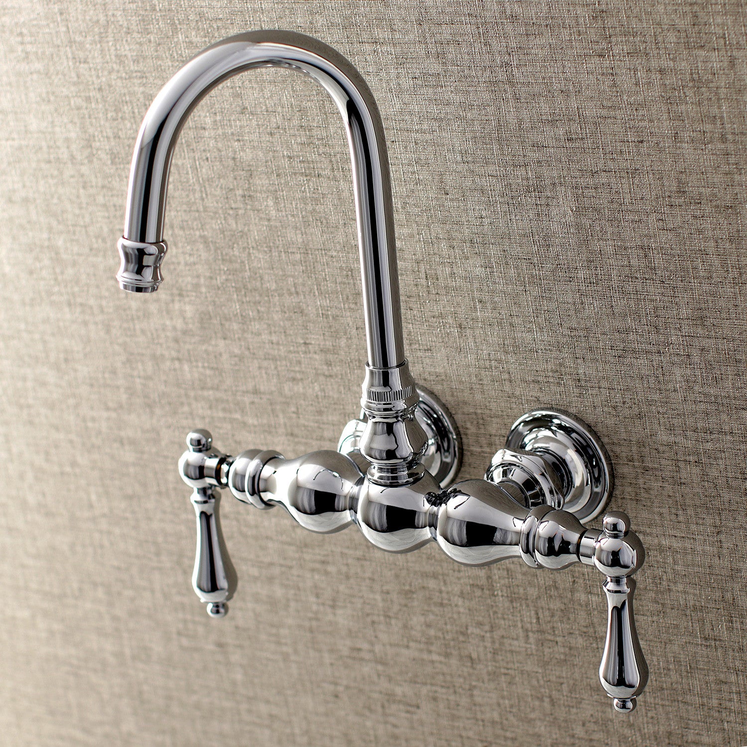 Vintage Style Two-Handle Wall Mount Clawfoot Tub Faucet with 2 Holes - Polished Chrome Finish for Bathroom & Luxury Clawfoot Bathtub
