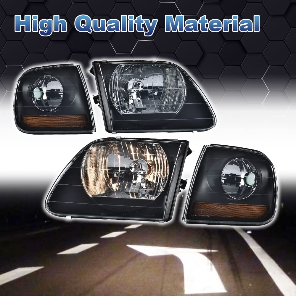 PIT66 Smoky Headlights for Ford F150 Expedition F250 - Amber Reflector for Night Driving