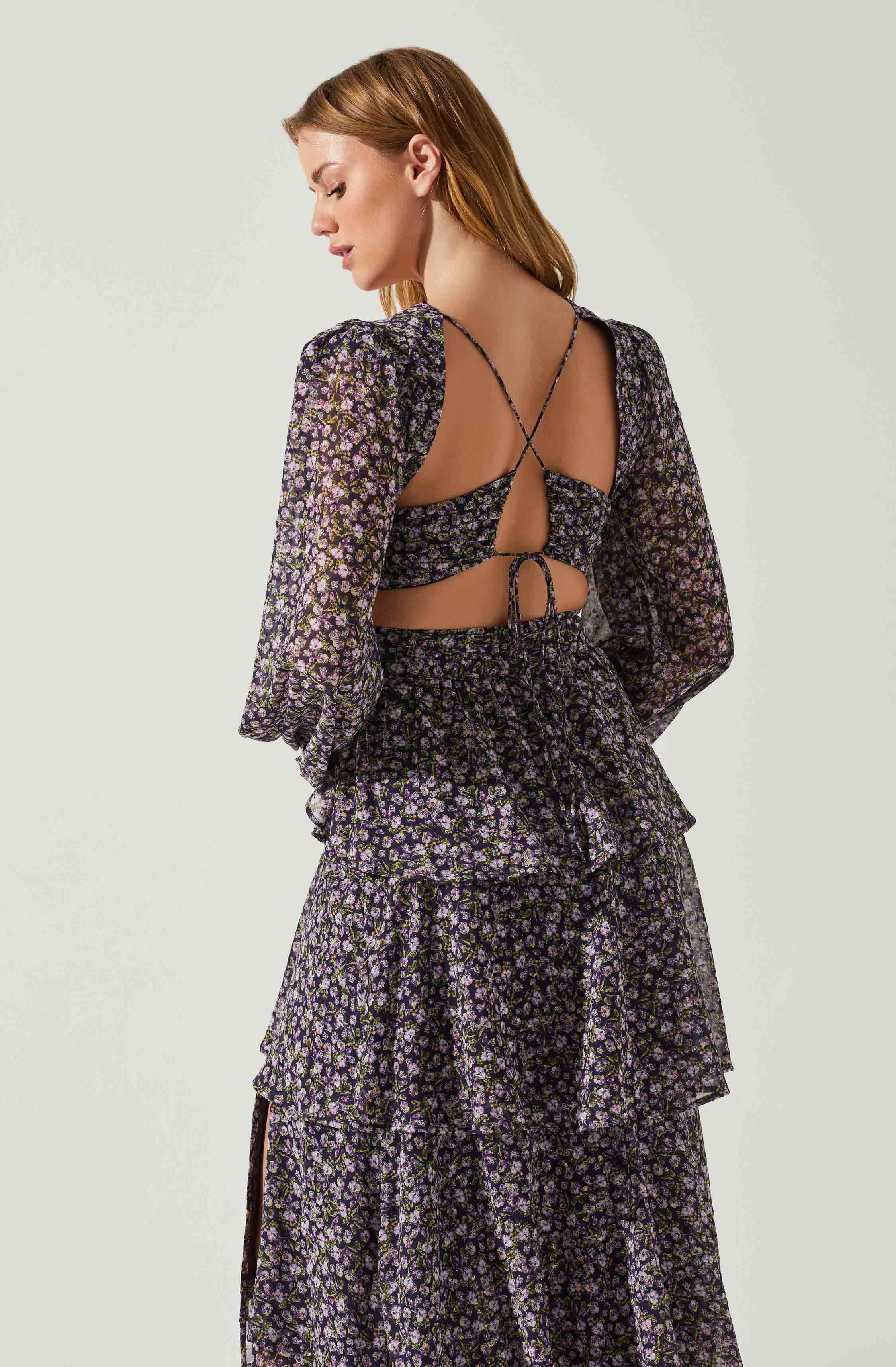 Anora Floral Tiered Maxi Dress for Women - Summer Boho Long Dress with Pockets - Perfect for Beach Vacations, Weddings & Date Nights