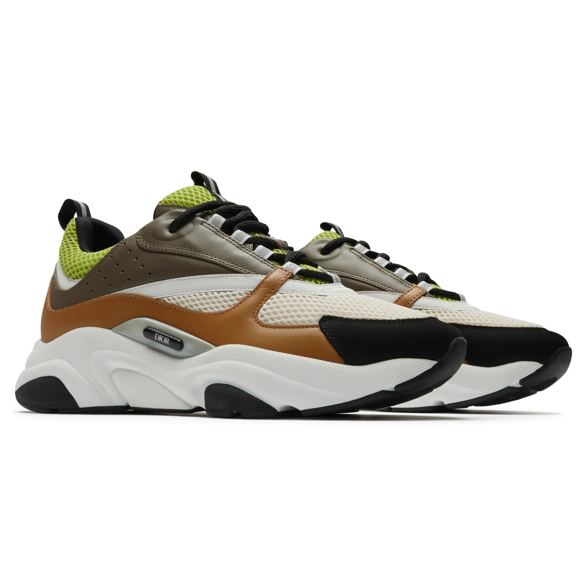 Dior B22 Sneakers for Men - Brown & Lime Green Luxury Fashion Trainers | Perfect for Casual Wear, Street Style & Everyday Comfort