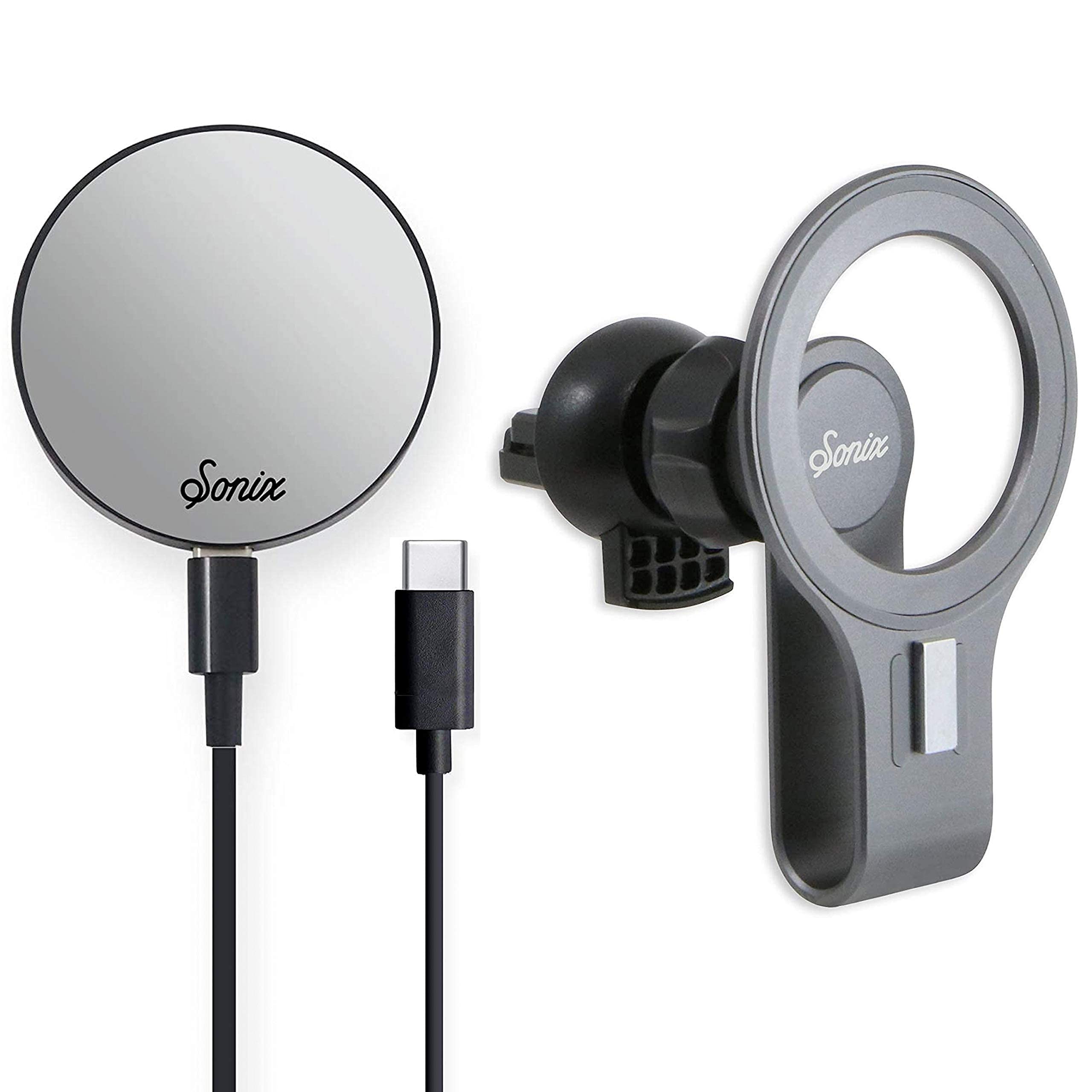 Magnetic Car Mount Wireless Charger - USB-C Phone Holder for Safe Driving