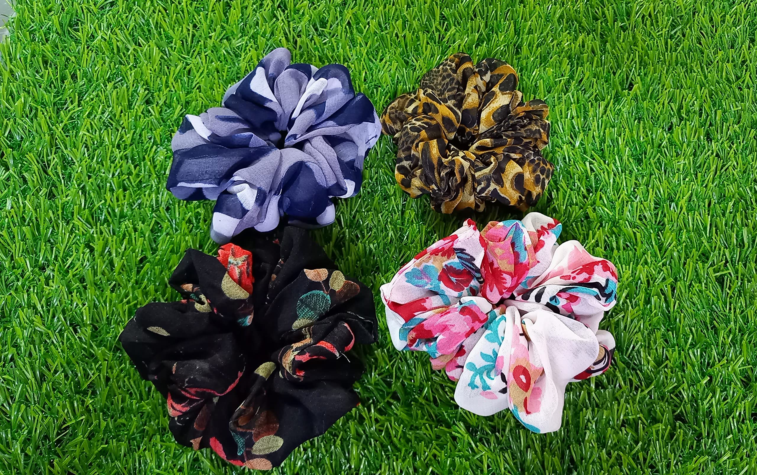 6 Pack Soft Chiffon Hair Bands for Women & Girls - Floral Hair Scrunchies & Ponytail Holders - Perfect for School, Work, Parties & Everyday Use - Gentle Hair Accessories for All-Day Comfort