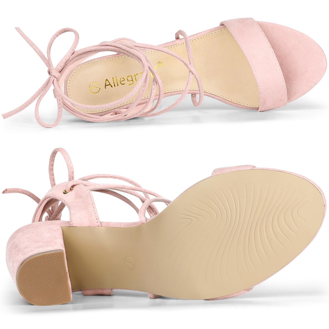Allegra K Women's Clear Strap Block Heel Lace-Up Sandals - Comfortable Chunky Heel Dress Shoes for Wedding, Party & Evening Events