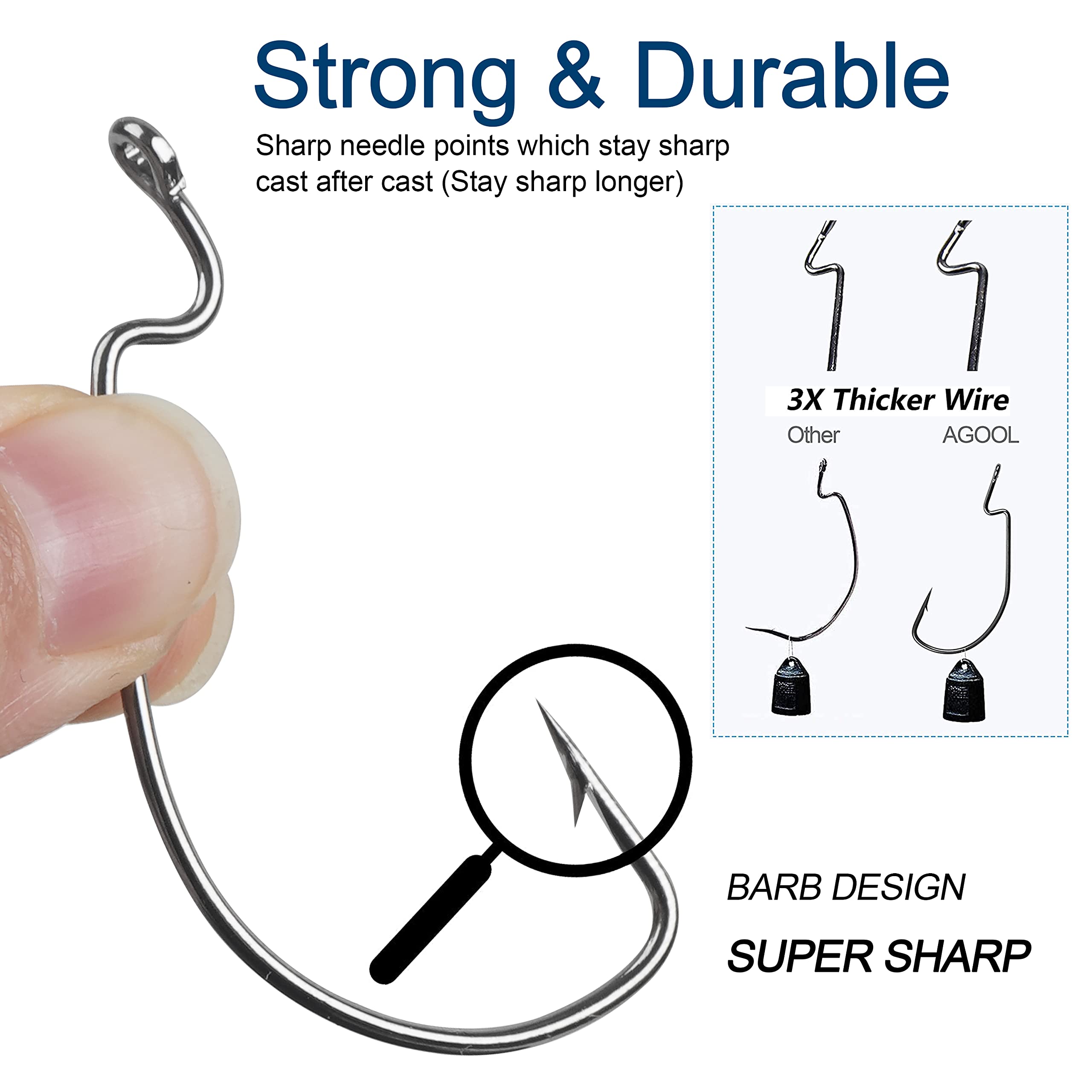 Premium Bass Fishing Hooks - 50/100pcs Offset Worm Hooks 3X Strong High Carbon Steel - Sharp & Durable for Bass, Trout, Walleye - Ideal for Soft Plastic Bait, Jig, Texas Rig Fishing - Size 1/0-5/0 - Perfect for Freshwater & Saltwater Angling Adventures