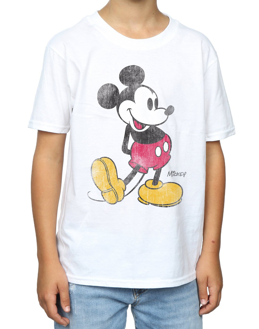 Disney Mickey Mouse Classic Kick T-Shirt for Boys 5-6 Years - White Cotton Short Sleeve Tee | Perfect for Playdates, Birthday Parties & Disney Theme Outfits