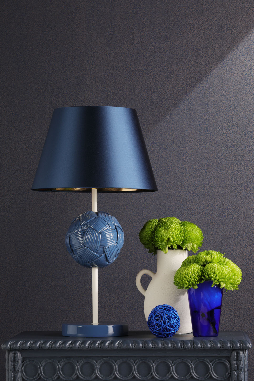 Bodkin Table Lamp - Persian Blue & Coconut/Strawberry & Blush Pink Base - B22 Socket - Modern Home & Office Lighting for Bedroom, Living Room, Study