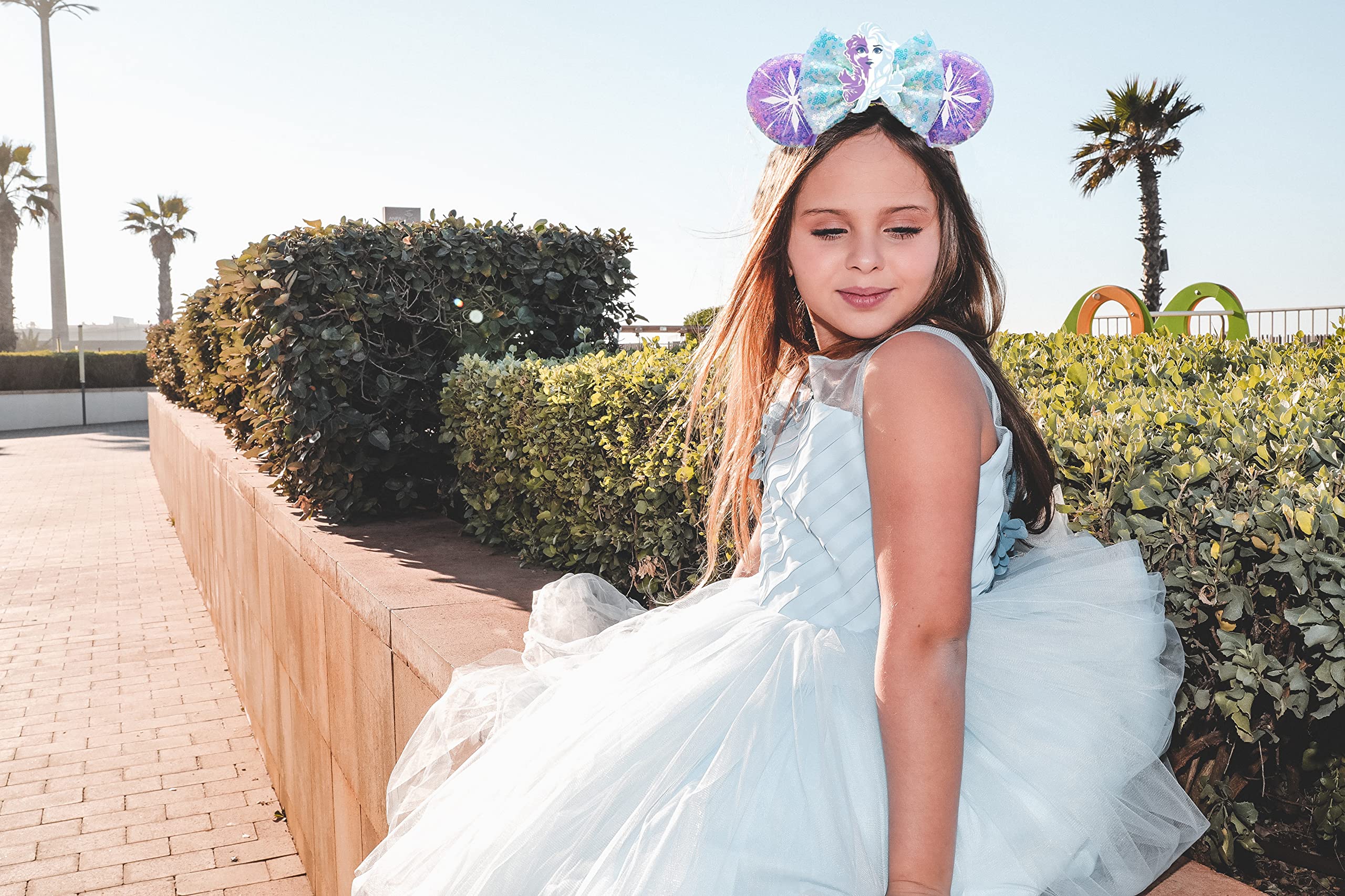 Sparkly Snow Queen Elsa Bow Ear Headbands for Women - Elegant Disney-Inspired Hair Accessories for Parties, Cosplay & Theme Park Visits