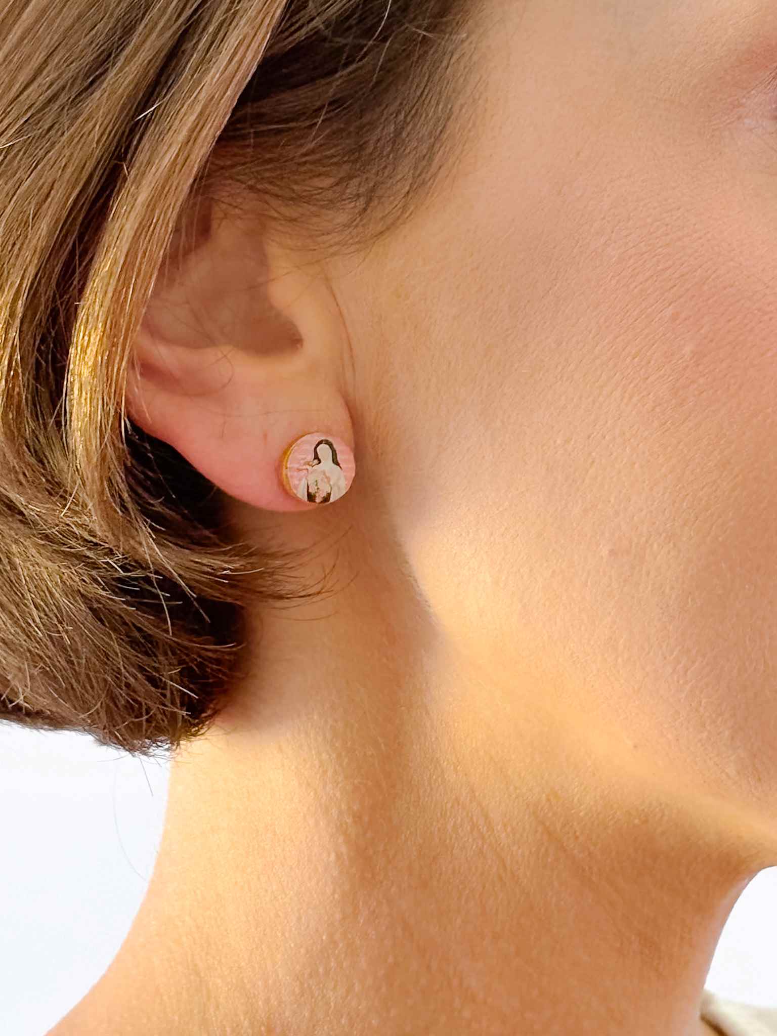 Handmade St. Therese Rose Gold Earrings for Women - Religious Jewelry Gift for Baptism, First Communion & Catholic Devotion - Elegant Dangle Earrings for Church & Special Occasions