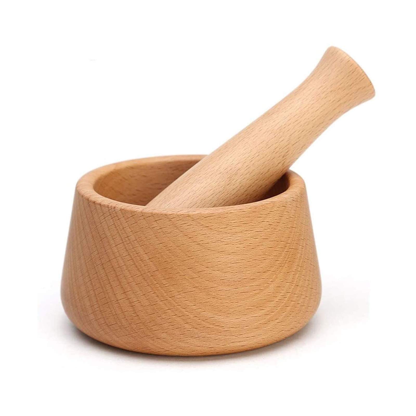 Premium Bamboo Mortar and Pestle Set - Natural Garlic Press, Ginger Crusher & Spice Grinder - Herb Masher & Chopper for Fresh Spices - Perfect for Cooking, Baking & Herbal Remedies