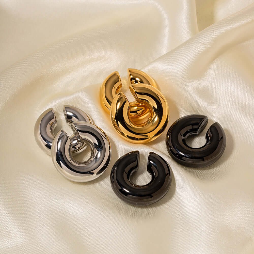 18K Gold & Silver Chunky Ear Wrap Ear Cuff - JDE685 | Trendy Statement Jewelry for Women, Perfect for Parties, Weddings & Everyday Wear