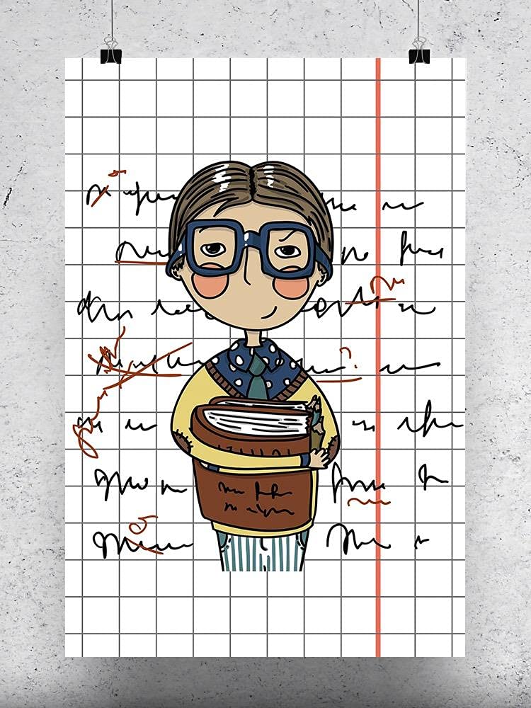 Cartoon Boy Holding Books Poster - Cute Kids Room Decor, Classroom Art, Study Motivation Wall Print - Perfect for Nursery, Playroom & School