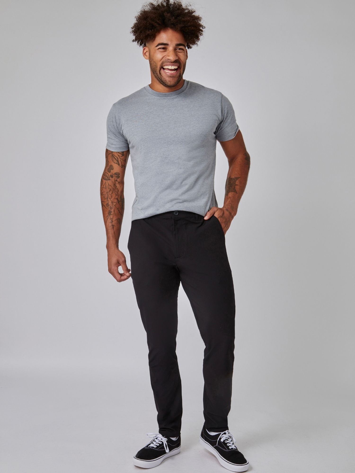 Black Stretch Tech Pants for Men - Comfortable & Durable Workout & Travel Pants - Perfect for Gym, Yoga, Running & Outdoor Activities