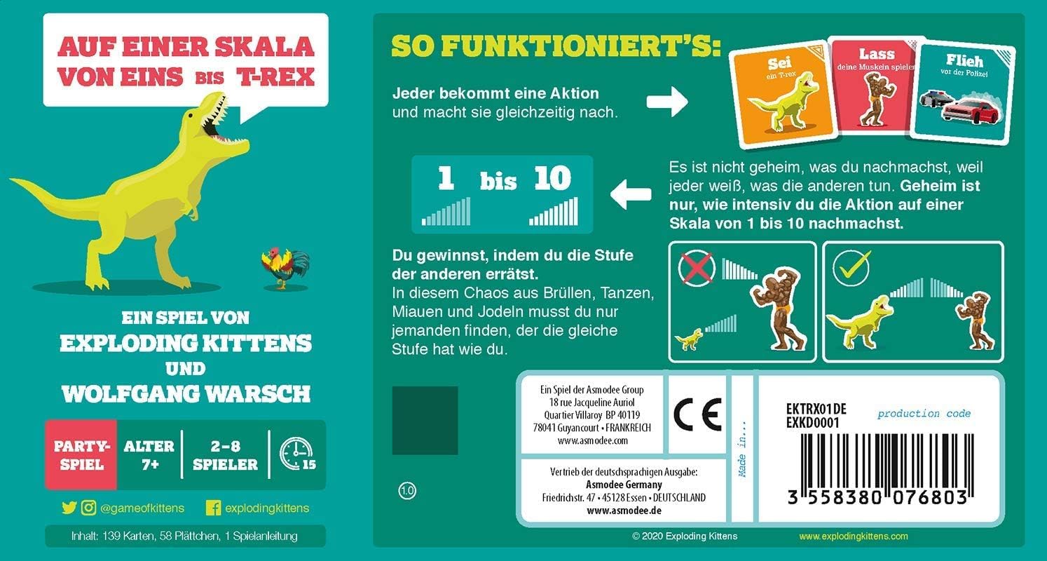 On a Scale from One to T-Rex - Hilarious Party Card Game by Asmodee | Fun Family & Friends Group Game Night | German Board Game for Adults & Teens