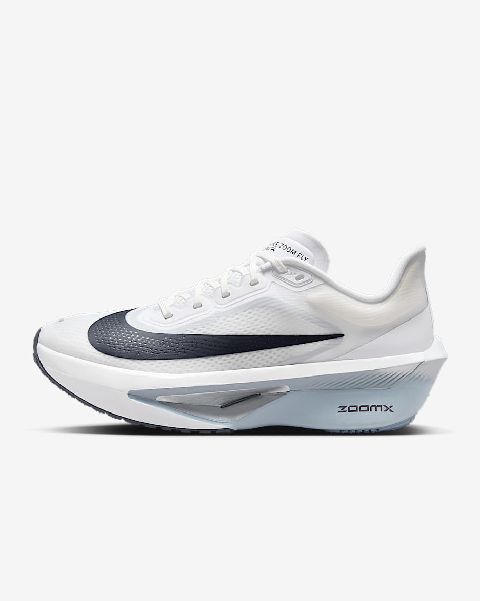 Nike Zoom Fly 6 Men's Running Shoes (D Width) - White/Gridiron/Pure Platinum | Lightweight Cushioned Road Racing Sneakers for Marathon Training & Long Distance Running