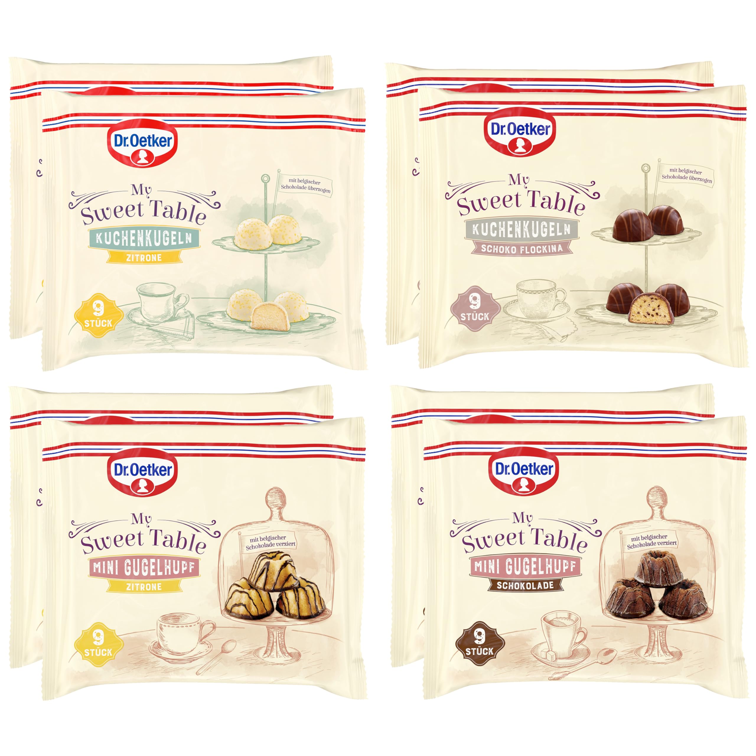 Dr. Oetker My Sweet Table - 8-Piece Mini Cake Set (Chocolate & Lemon Bundt Cakes, Chocolate Flockina & Lemon Cake Balls) - Perfect for Parties, Dessert Buffets & Gift Giving