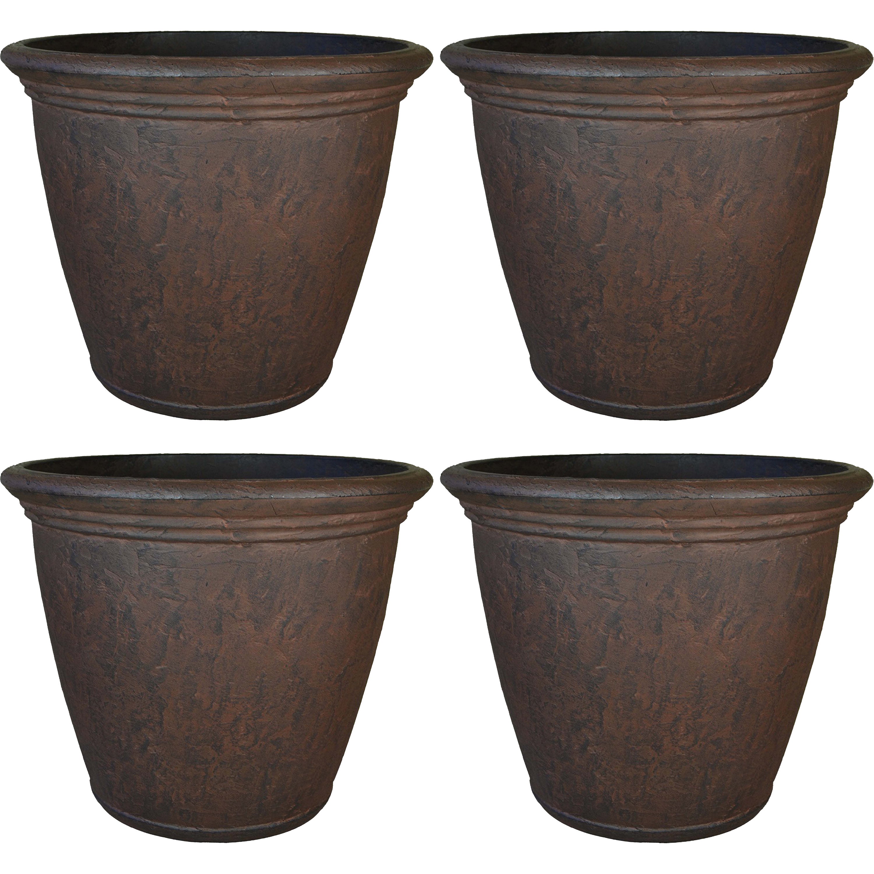 Sunnydaze Anjelica Outdoor Resin Planter - 15.25 Inch Diameter - Perfect for Garden, Patio, and Porch Decor