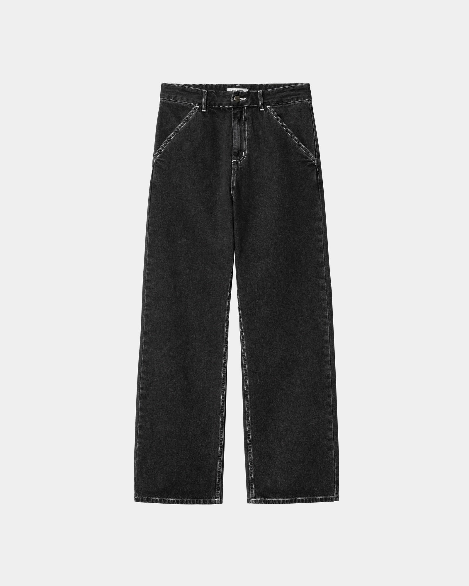 Women's Simple Black Stone Washed Pants - Comfortable Casual Trousers for Everyday Wear, Office & Travel