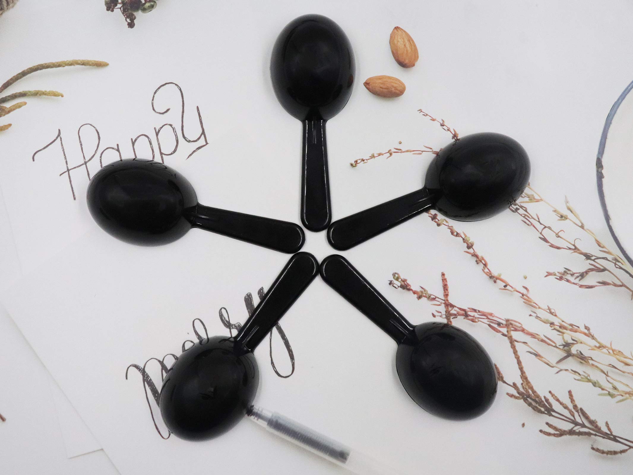 Sowaka 5-Pack 0.25 oz Plastic Measuring Spoons - Short Handle Black Coffee Scoops for Tea, Milk Powder, Sugar & Cereal - Perfect for Kitchen, Coffee Bar & Baking Needs