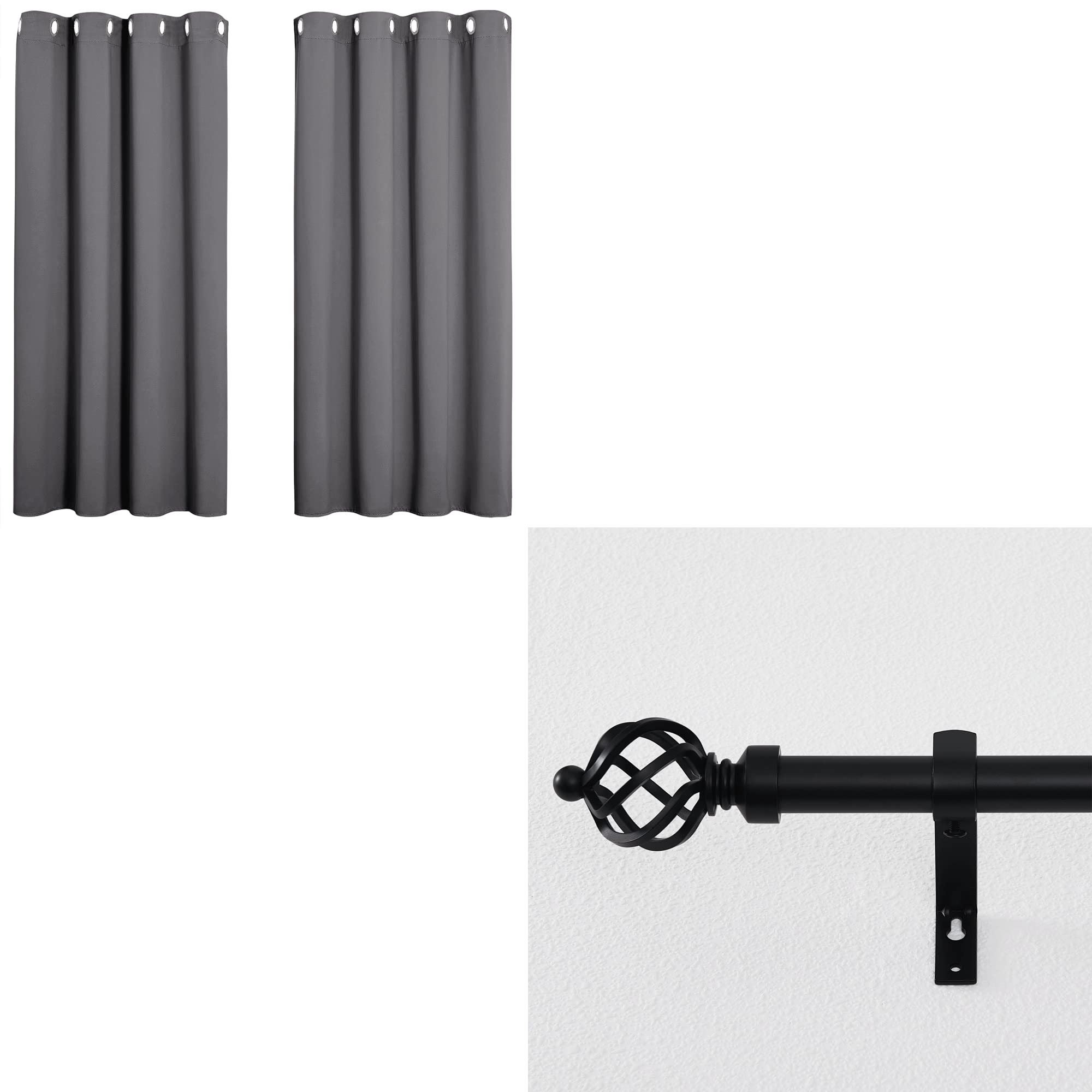 NICETOWN Blackout Curtains Set with 1-Inch Twisted Cage Curtain Rod - Thermal Insulated Room Darkening Drapes for Bedroom, Living Room & Home Theater