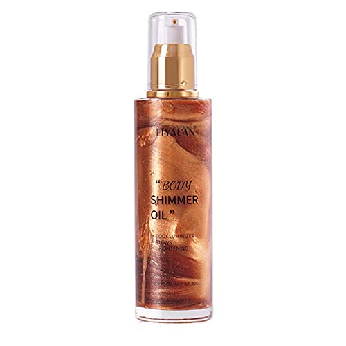 Go Ho Shimmer Body Oil - Moisturizing Lightweight Glow Illuminator for Face & Body | Non-Sticky Liquid Highlighter Makeup with Bronze Gold Shimmer | Perfect for Summer, Beach, Parties & Night Out (2.8 Fl Oz)