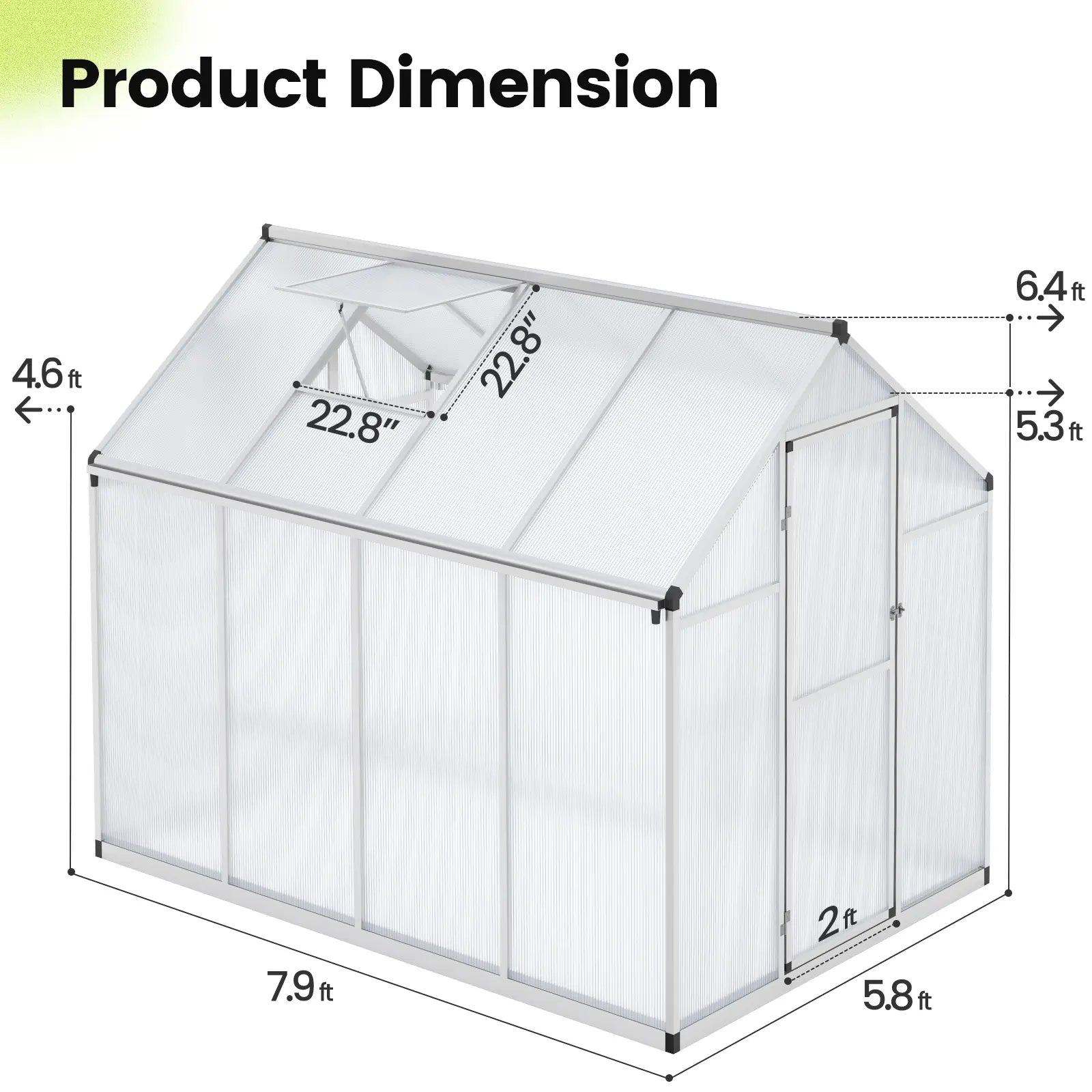 Premium Walk-in Polycarbonate Greenhouse Kit - Durable & Weather-Resistant for Year-Round Gardening - Perfect for Backyards, Patios & Urban Farming