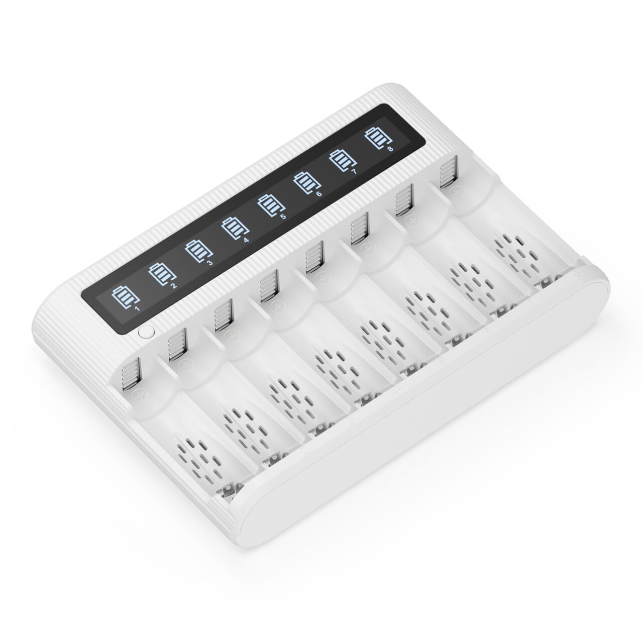 EBL FY 809 8 Bay LCD Smart Battery Charger for AA AAA NiMH NiCD Rechargeable Batteries - Perfect for Home, Office, and Travel Use with Digital Display