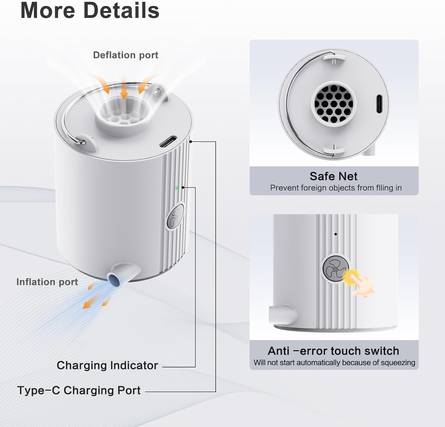 Ultra-Fast USB Rechargeable Air Pump for Inflatables - 1600mAh Battery Portable Pump for Air Mattress, Pool Floats, Swimming Rings & More | Perfect for Camping, Travel & Home Storage