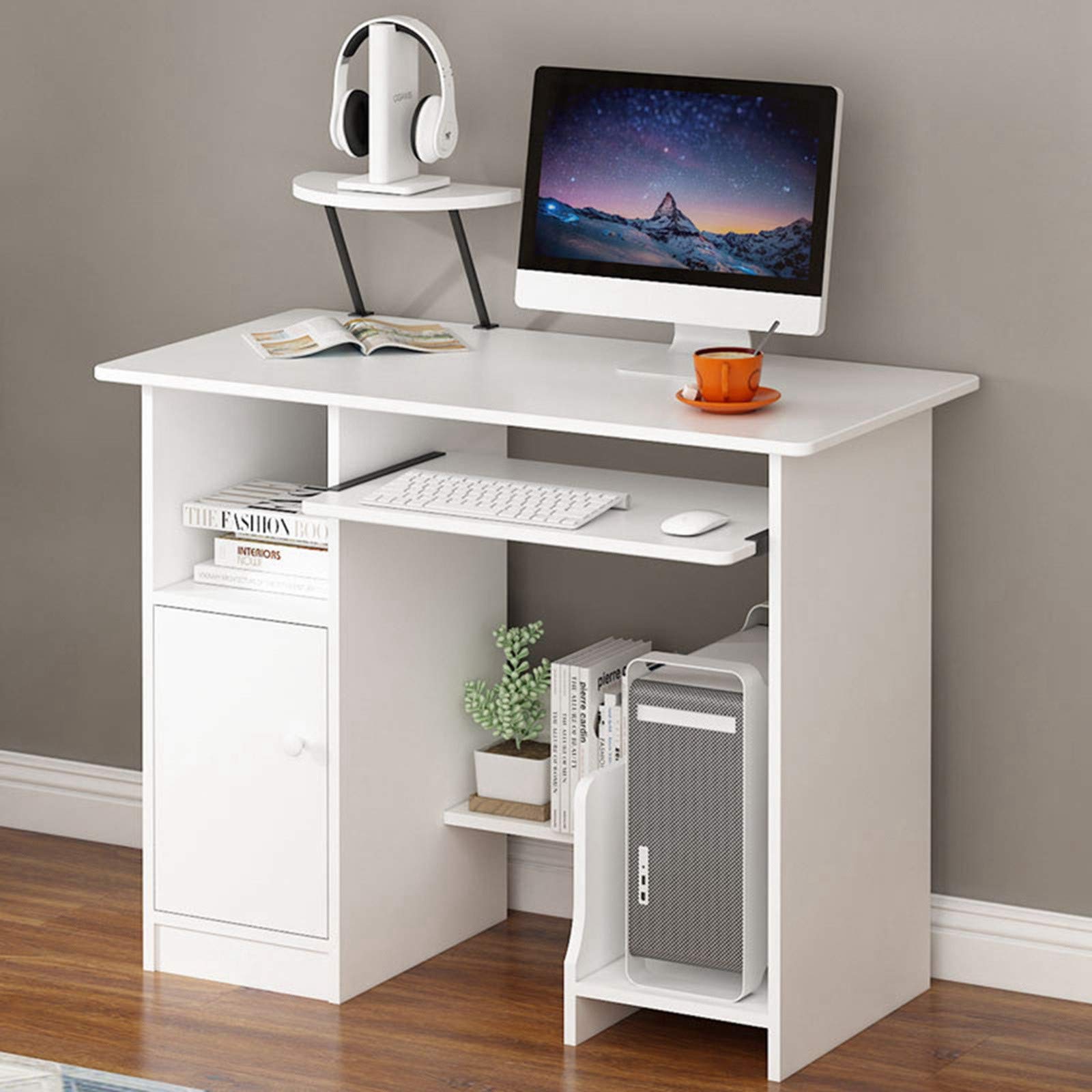 Effulow Compact Office Desk with Lockers - School Dormitory Study Table for Adults, Teens & Students - Space-Saving Home & Gaming Computer Desk for Small Spaces - Ideal for Home Office, Dorm Rooms & Study Areas