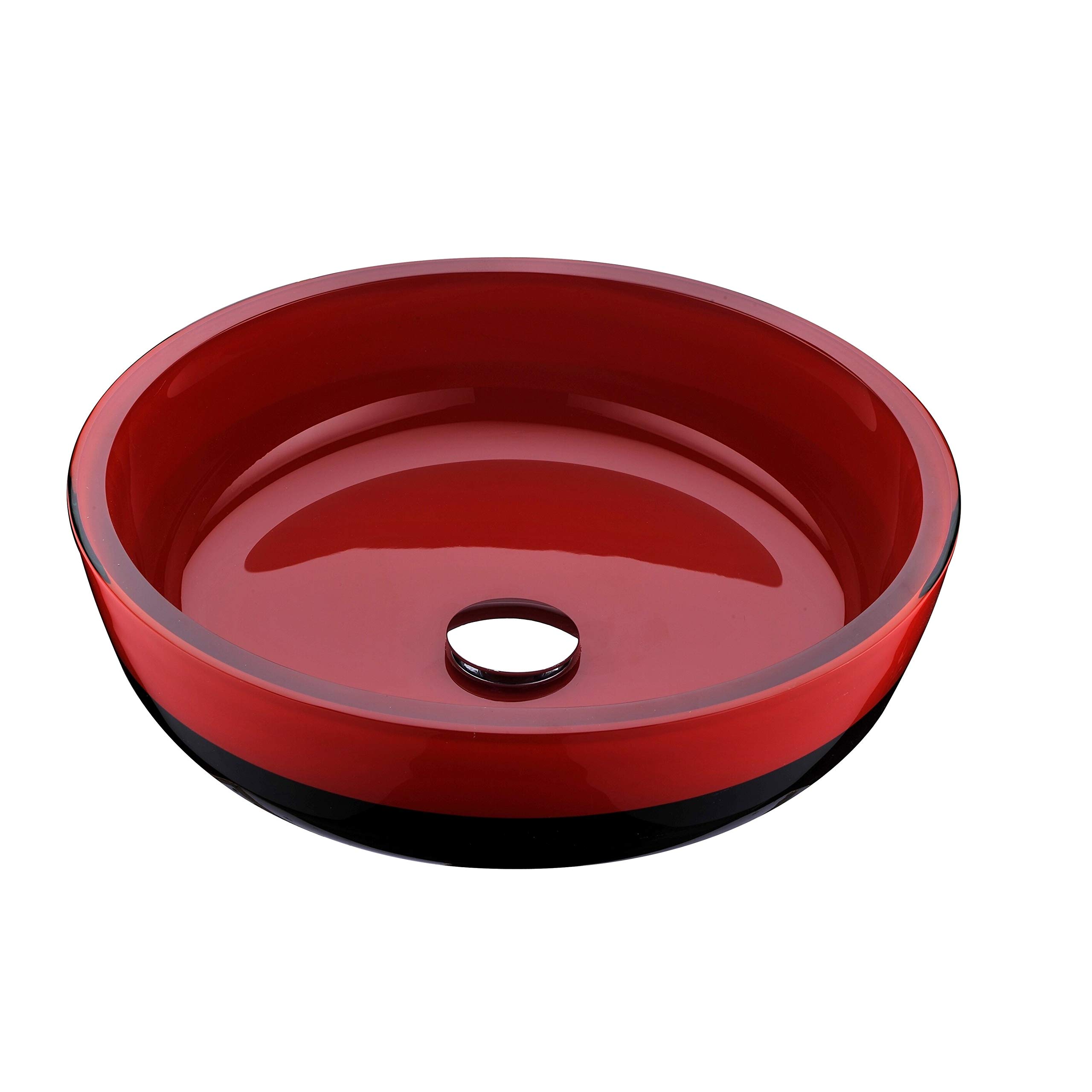 UKN Deco-Glass Vessel Sink - Lustrous Red and Black Glass Bathroom Sink for Modern Vanities | Perfect for Contemporary Home & Luxury Hotel Bathroom Decor