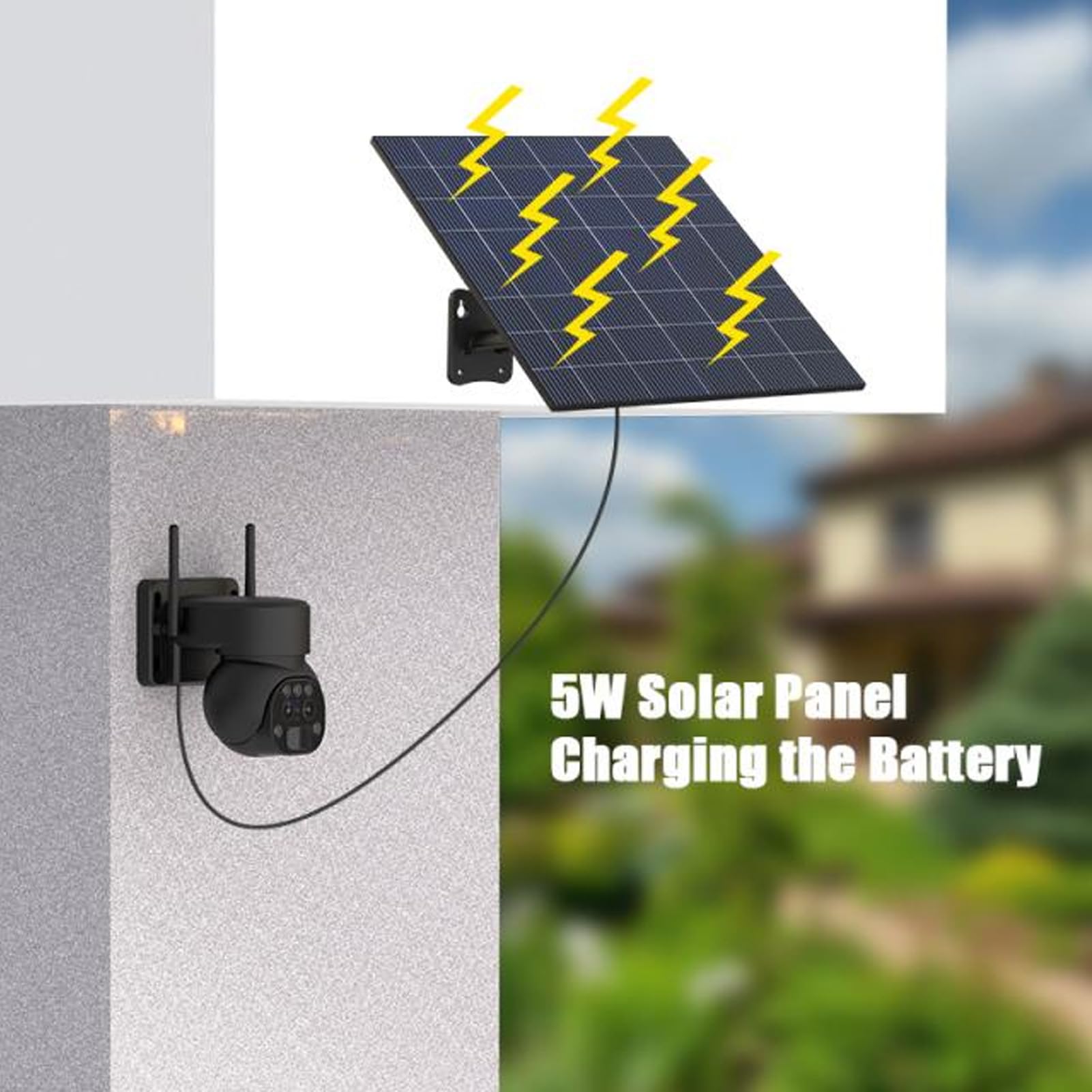 4G LTE Solar Security Camera Outdoor - 355° Panoramic HD Dual Lens, 12X Zoom, Motion Detection, 2-Way Audio, Night Vision | Wireless Home Surveillance System for Yard, Garage & Business (Europe Compatible)