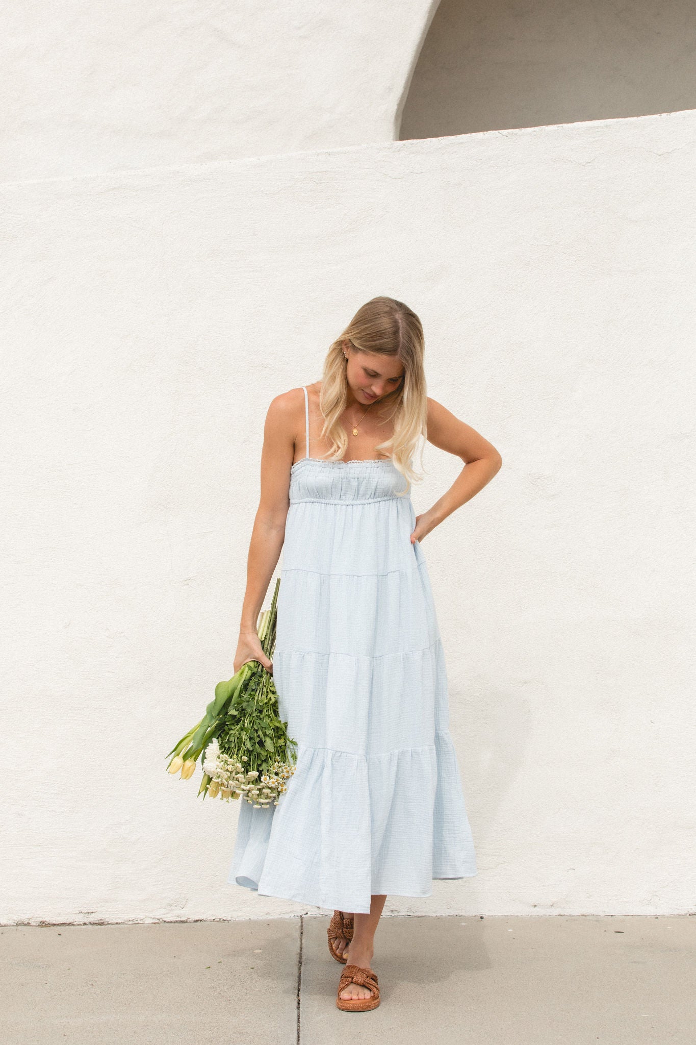 Elegant Vineyard Tiered Woven Maxi Dress for Women - Summer Boho Flowy Long Dress with Pockets - Perfect for Weddings, Beach Vacations & Outdoor Parties
