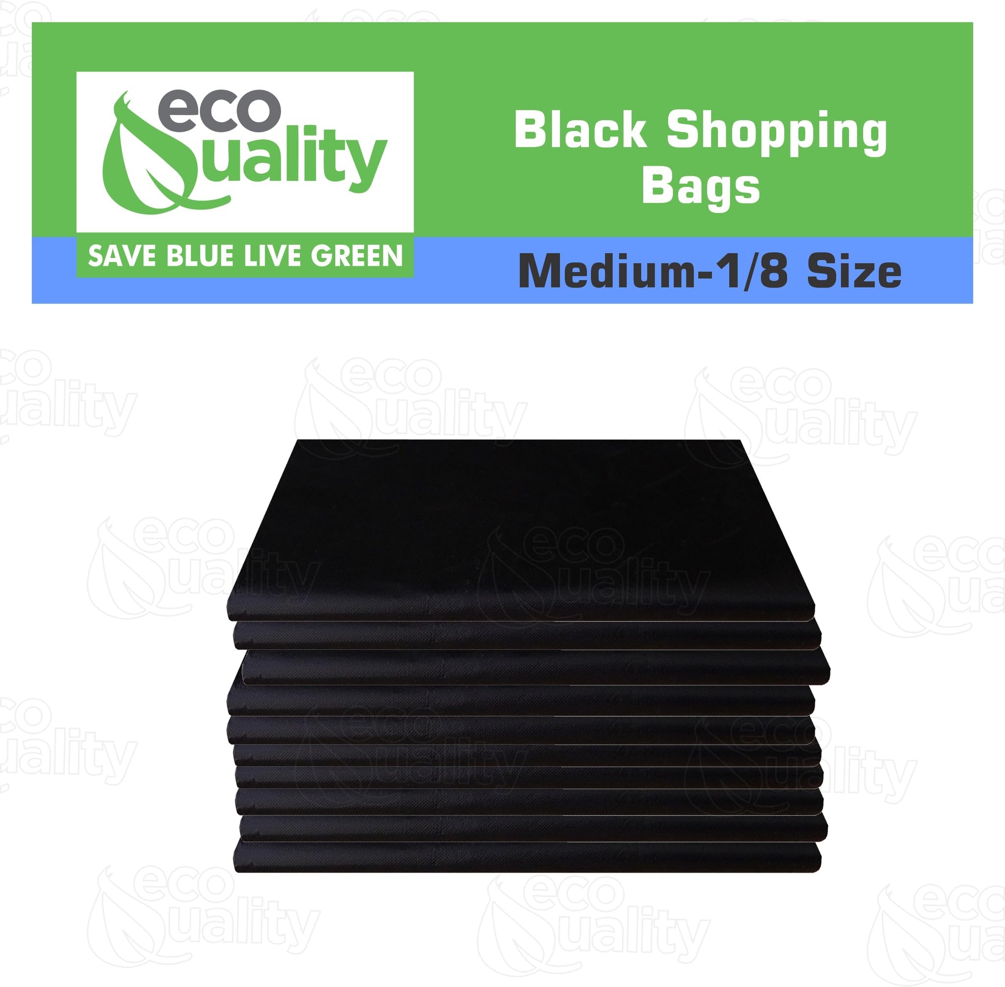EcoQuality Plastic Black T-Shirt Bags 2000ct - 1/8 Size Reusable Shopping Bags, Grocery Bags, Poly Bags (10x5x18 in, 13 Micron) - Perfect for Retail Stores, Farmers Markets & Takeout Orders