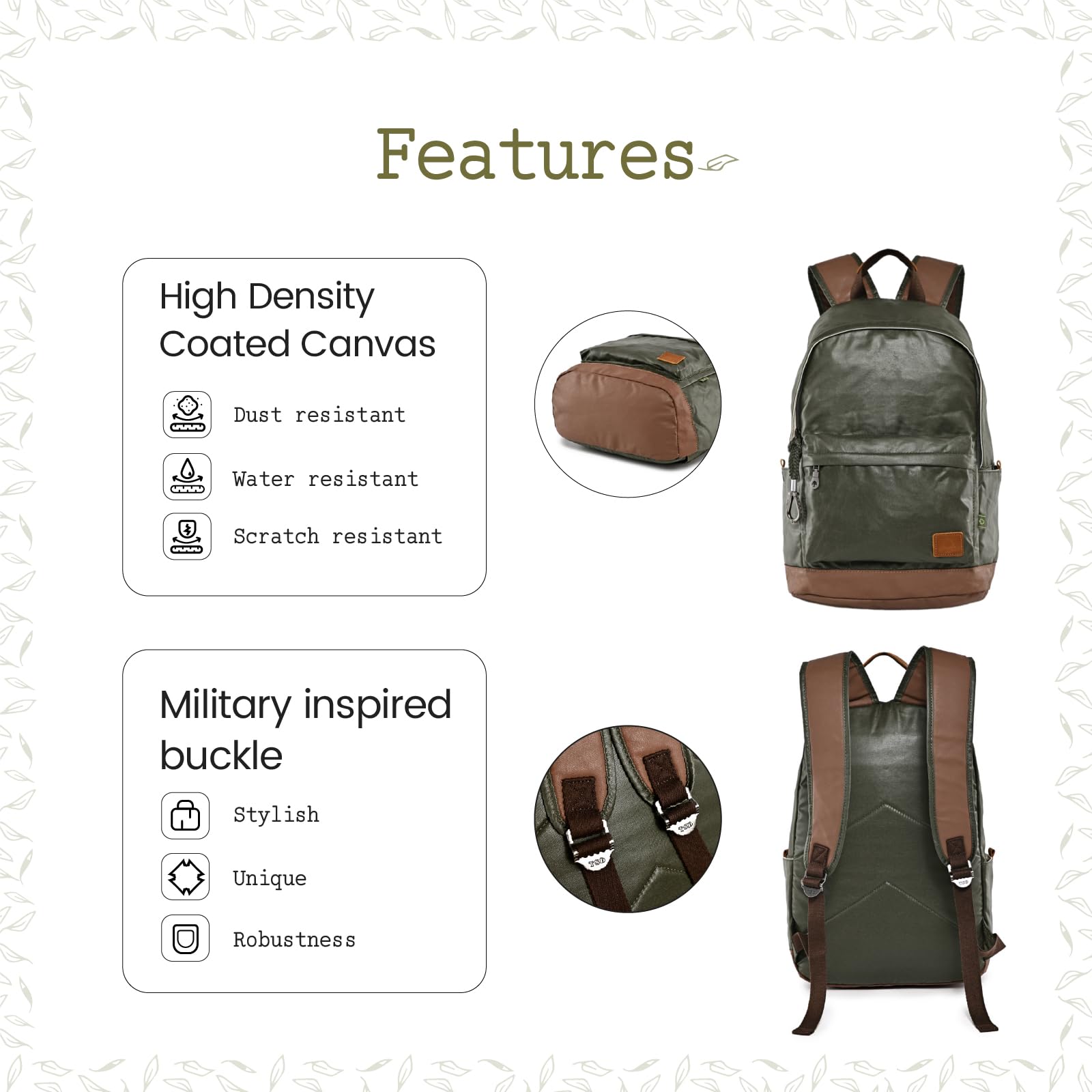 TSD Urban Canvas Backpack - Durable Lightweight Hiking Daypack for Men & Women, Water-Resistant Travel Backpack for Work, School & Outdoor Adventures | Perfect for Commuting, College & Weekend Getaways