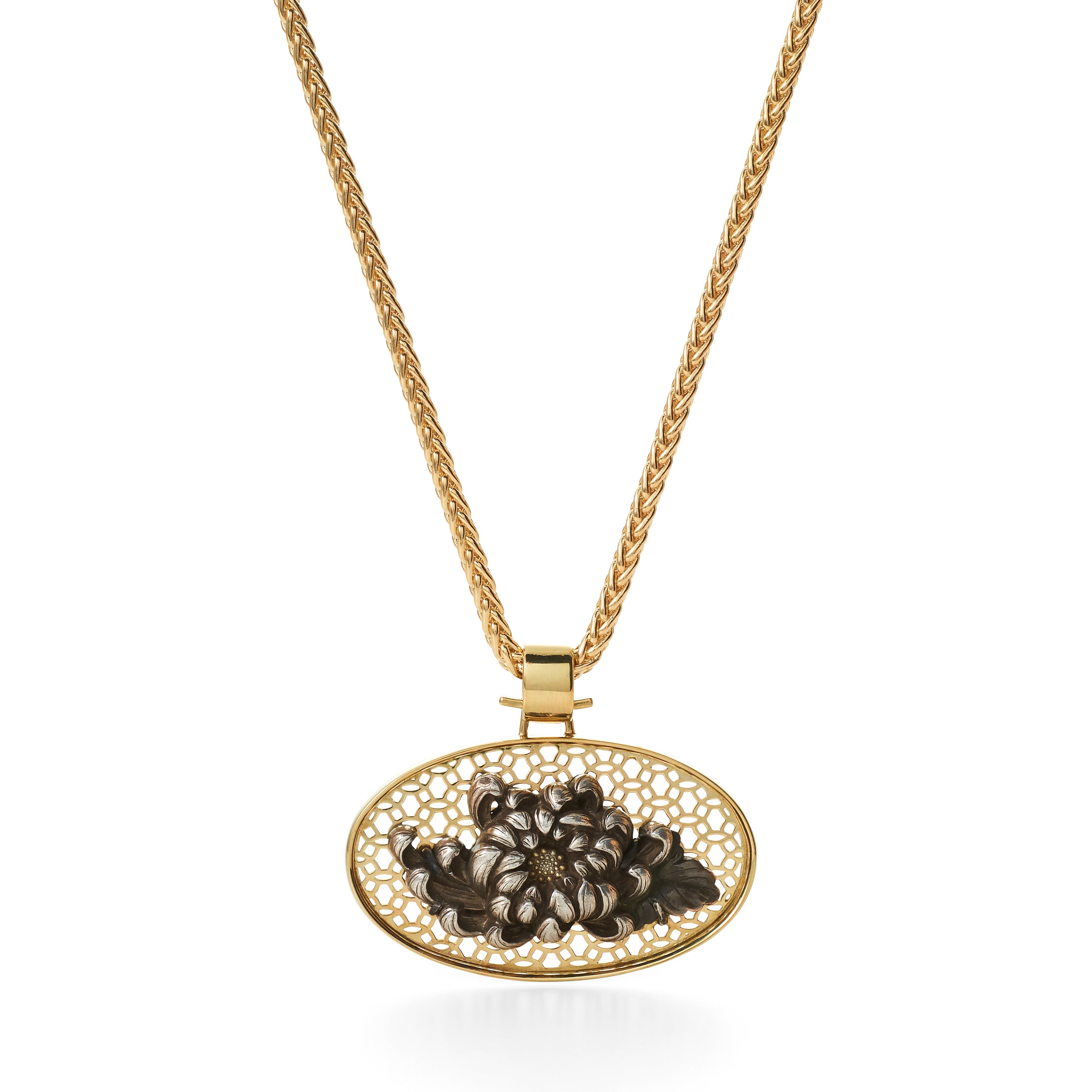Obi Dome Chrysanthemum Pendant - Japanese Style Floral Jewelry for Women | Perfect for Weddings, Parties & Special Occasions