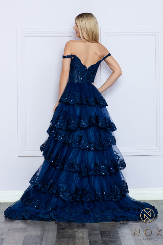 Pricilla Gown - Elegant Tiered Lace & Sequin Ball Gown for Prom, Wedding & Formal Events | Plus Size Evening Dress for Women