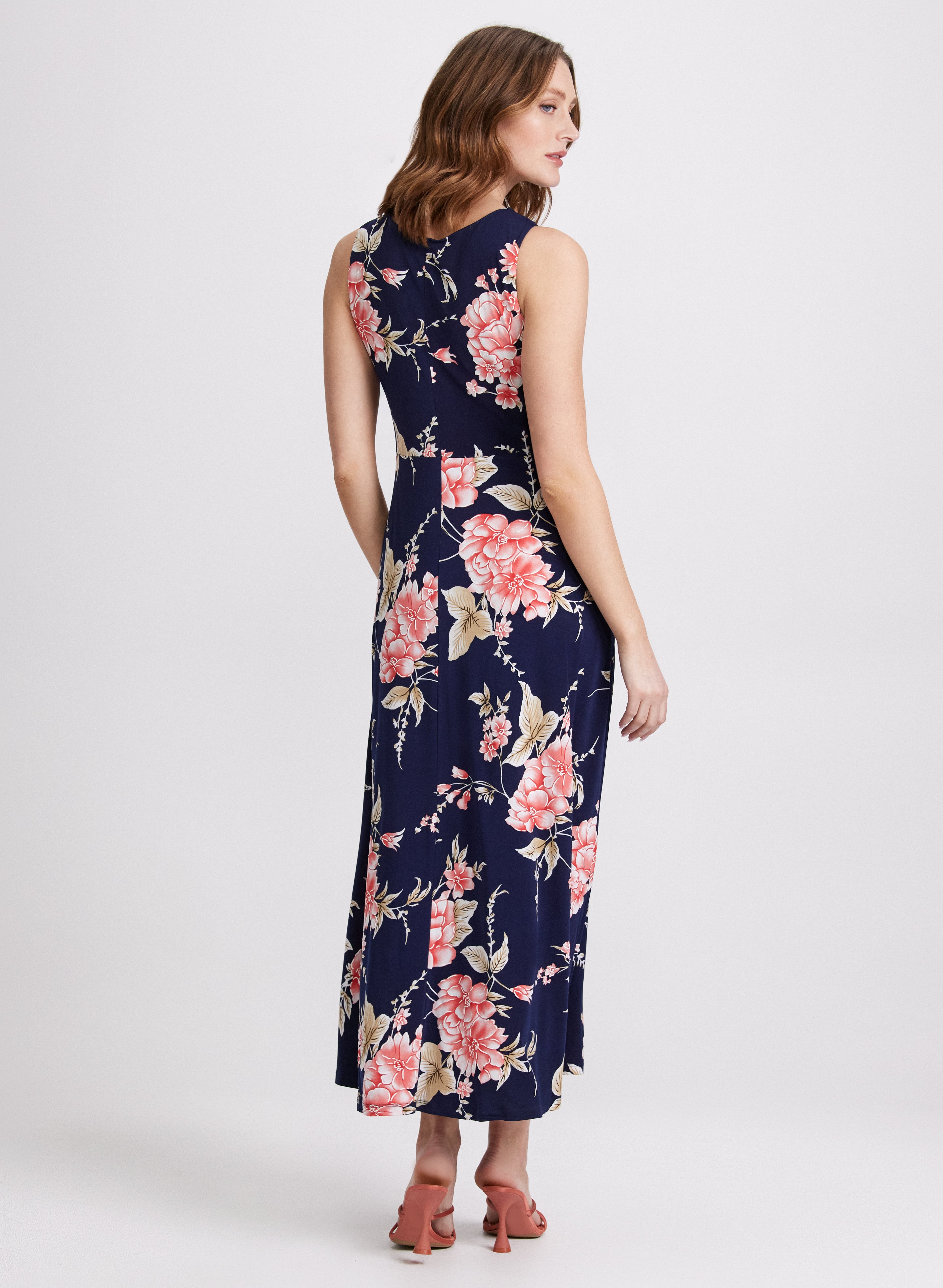 Elegant Floral Cut Out Dress for Women - Summer Boho Maxi Dress with Side Slits - Perfect for Beach Vacations, Date Nights & Outdoor Parties