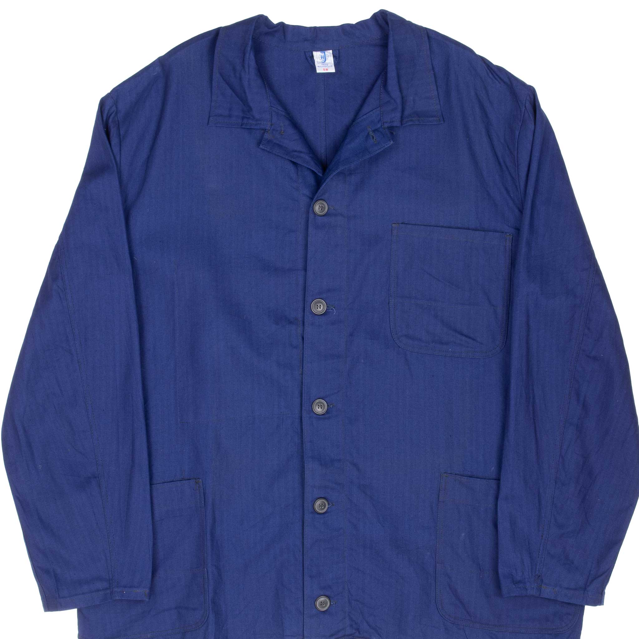 Vintage French Workwear Twill Herringbone HJ Jacket 1970s 2XL - Classic Retro Style for Men, Workwear & Outdoor Activities