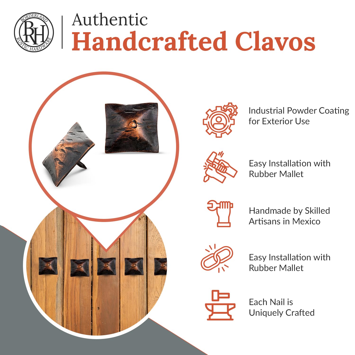 50 Pack 1.5 Inch Large Square Clavos Decorative Nails - Oil Rubbed Bronze Finish - Rustic Square Head Fasteners for Farmhouse Decor, Barn Doors, Wood Beams, Shutters & Gates - Perfect for DIY Home Improvement and Rustic Interior Design Projects