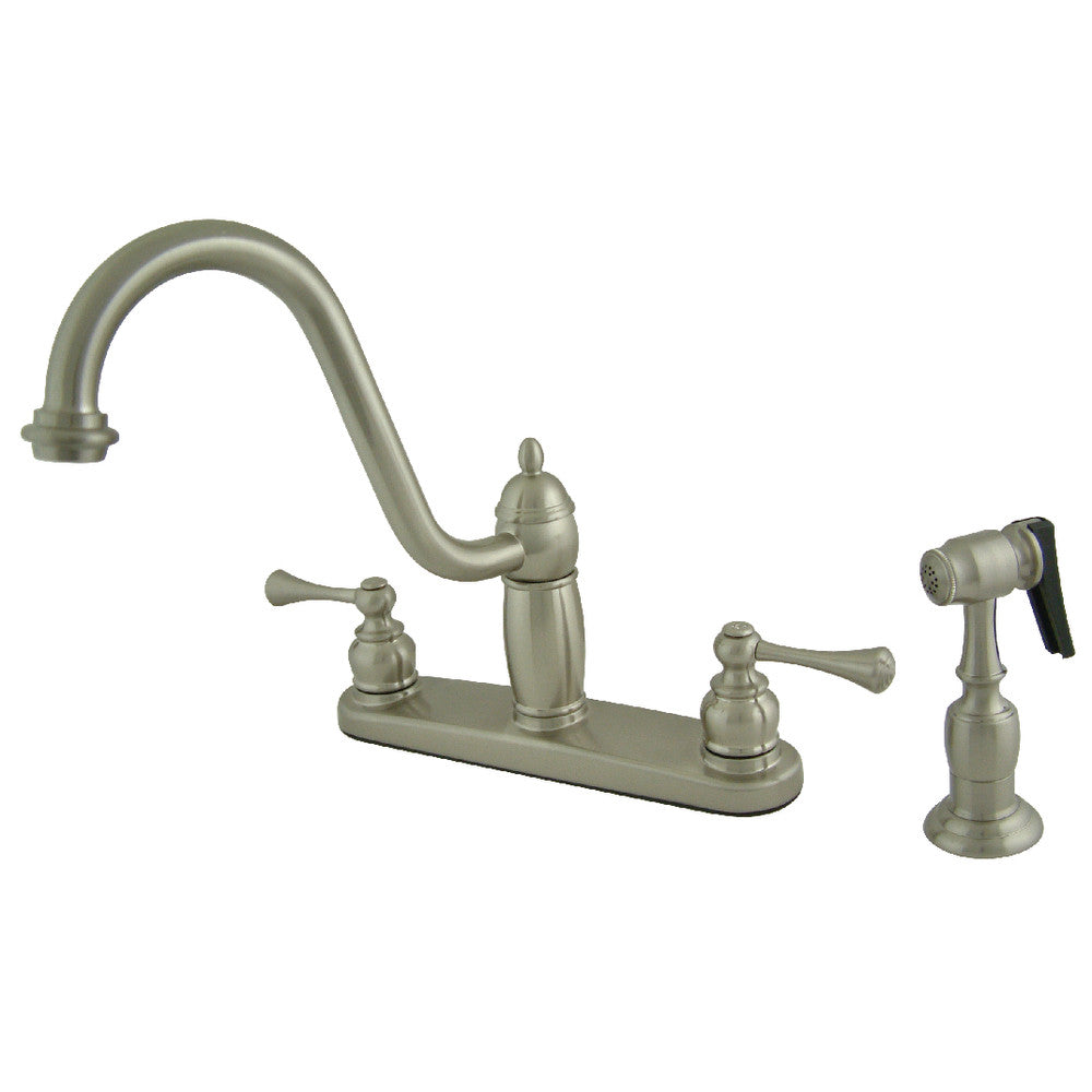 Kingston Brass KB1111BLBS Heritage Centerset Kitchen Faucet - Single Handle Pull-Down Sprayer, Oil Rubbed Bronze Finish for Modern Farmhouse & Traditional Kitchens