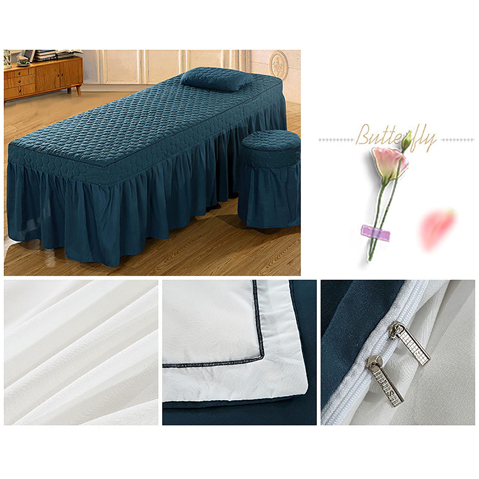 Premium Microfiber Massage Table Sheet Set - Soft Spa Salon Bed Cover, Solid Blue Beauty Bedspread (190x80cm/75x31inch) for Professional Massage & Facial Treatments - Ideal for Massage Therapists, Estheticians & Spa Businesses