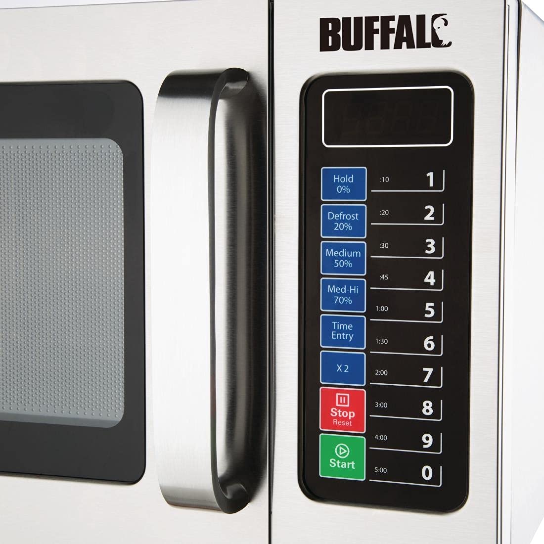 Buffalo 1000W Commercial Microwave Oven - 25L Large Capacity, Programmable for Restaurants & Cafes - Perfect for Fast Heating, Defrosting & Cooking in Professional Kitchens